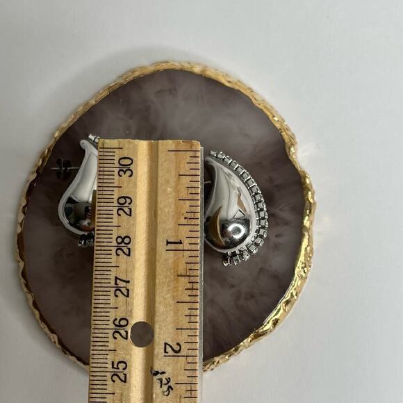 Stainless Steel Water Drop Zircon Earrings - Picture 7 of 9